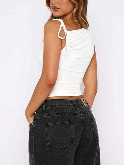 Lovelet Ruched Asymmetrical Neck Cami - Trendsi - Flyclothing LLC