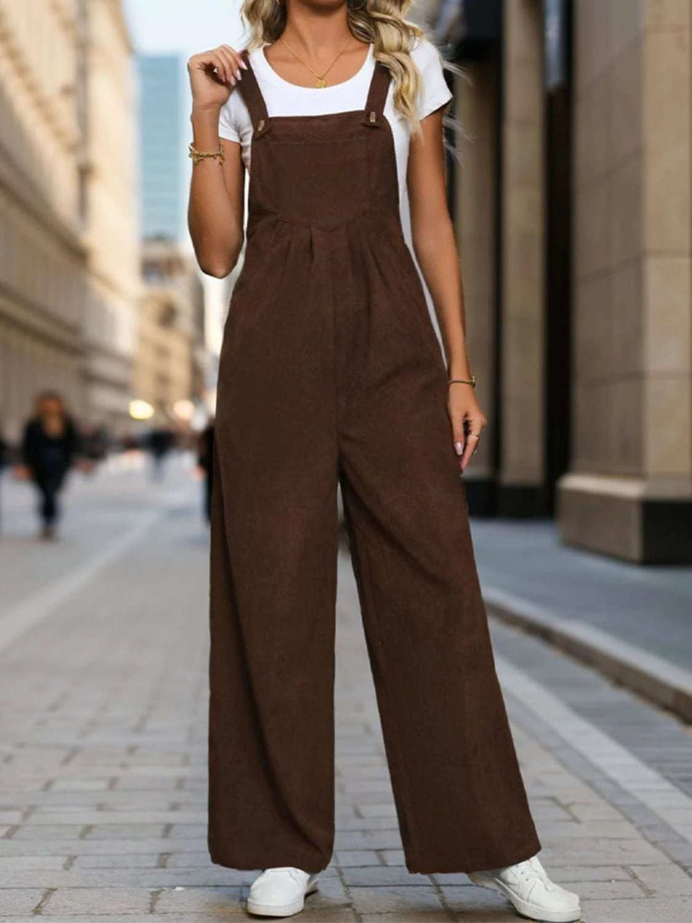 Square Neck Wide Strap Overalls - Trendsi - Flyclothing LLC