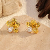 18K Gold-Plated Flower Stud Earrings - Trendsi - Flyclothing LLC