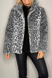 Full Size Leopard Furry Collared Neck Long Sleeve Coat - Trendsi - Flyclothing LLC