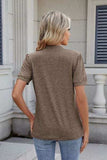 Notched Short Sleeve Top - Trendsi - Flyclothing LLC