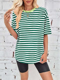 Contrast Striped Round Neck T-Shirt - Trendsi - Flyclothing LLC