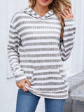 Striped Dropped Shoulder Hoodie - Trendsi - Flyclothing LLC