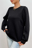 Texture Round Neck Long Sleeve Sweatshirt - Trendsi - Flyclothing LLC