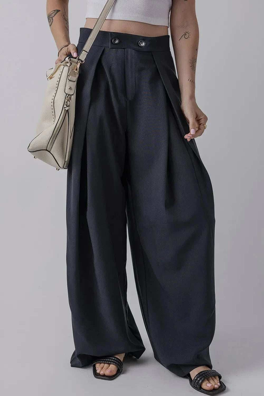 Wide Leg Pants with Pockets - Trendsi - Flyclothing LLC