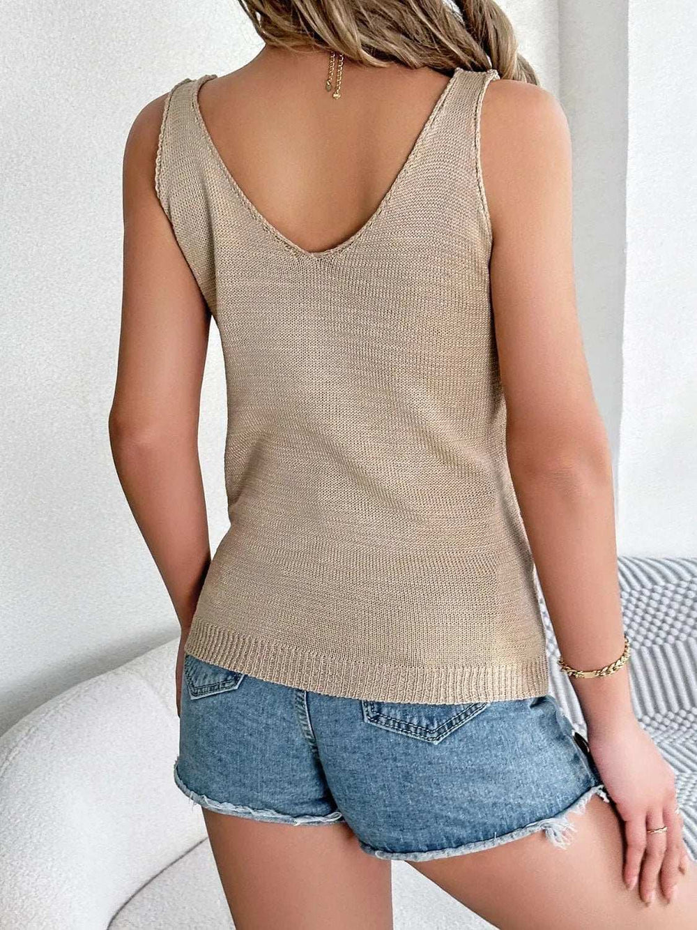 Openwork Wide Strap Knit Vest - Trendsi - Flyclothing LLC