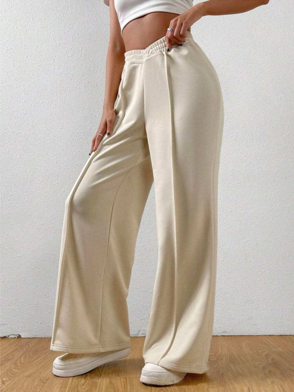 Elastic Waist Wide Leg Pants - Trendsi - Flyclothing LLC