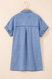 Button Down Short Sleeve Denim Dress - Trendsi - Flyclothing LLC