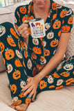 Pumpkin Printed Short Sleeve Top and Pants Lounge Set - Trendsi - Flyclothing LLC