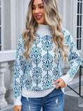 Flower Turtleneck Long Sleeve Sweater - Trendsi - Flyclothing LLC