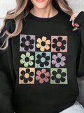 Flower Round Neck Long Sleeve Sweatshirt - Trendsi - Flyclothing LLC