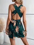 Crisscross Back Printed Romper - Trendsi - Flyclothing LLC