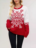 Christmas Snowflake Round Neck Sweater - Trendsi - Flyclothing LLC