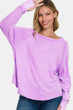 Zenana Round Neck Thumbhole Long Sleeve T-Shirt - Trendsi - Flyclothing LLC