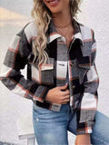 Plaid Button-Down Crop Jacket - Trendsi - Flyclothing LLC