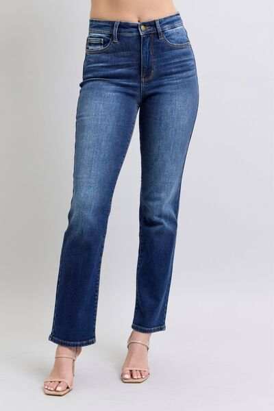 Judy Blue Full Size Washed Straight Leg Jeans with Pockets - Trendsi - Flyclothing LLC