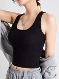 Crisscross Scoop Neck Wide Strap Cropped Tank with Chest Pads - Trendsi - Flyclothing LLC