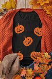 Full Size Glitter Jack-O'-Lantern Round Neck Short Sleeve T-Shirt - Trendsi - Flyclothing LLC