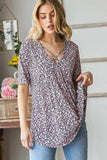 Heimish Full Size Short Sleeve Crisscross Animal Babydoll Top Plus Size - Trendsi - Flyclothing LLC