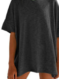 Oversized Round Neck Drop-Shoulder T-Shirt - Trendsi - Flyclothing LLC