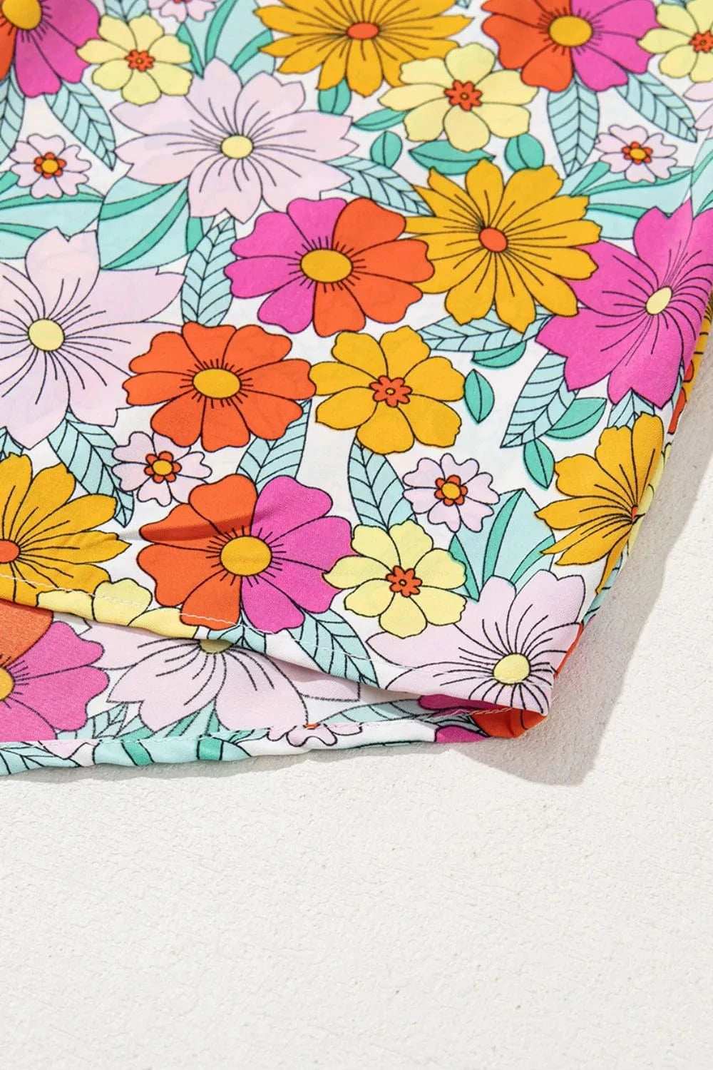 Floral Print Shirred Tiered Ruffled Sleeve Blouse - Trendsi - Flyclothing LLC