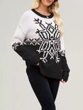 Christmas Snowflake Round Neck Sweater - Trendsi - Flyclothing LLC