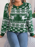 Christmas Element Round Neck Long Sleeve Sweater - Trendsi - Flyclothing LLC