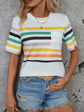 Striped Round Neck Short Sleeve T-Shirt - Trendsi - Flyclothing LLC