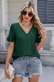 V-Neck Short Sleeve Blouse - Trendsi - Flyclothing LLC