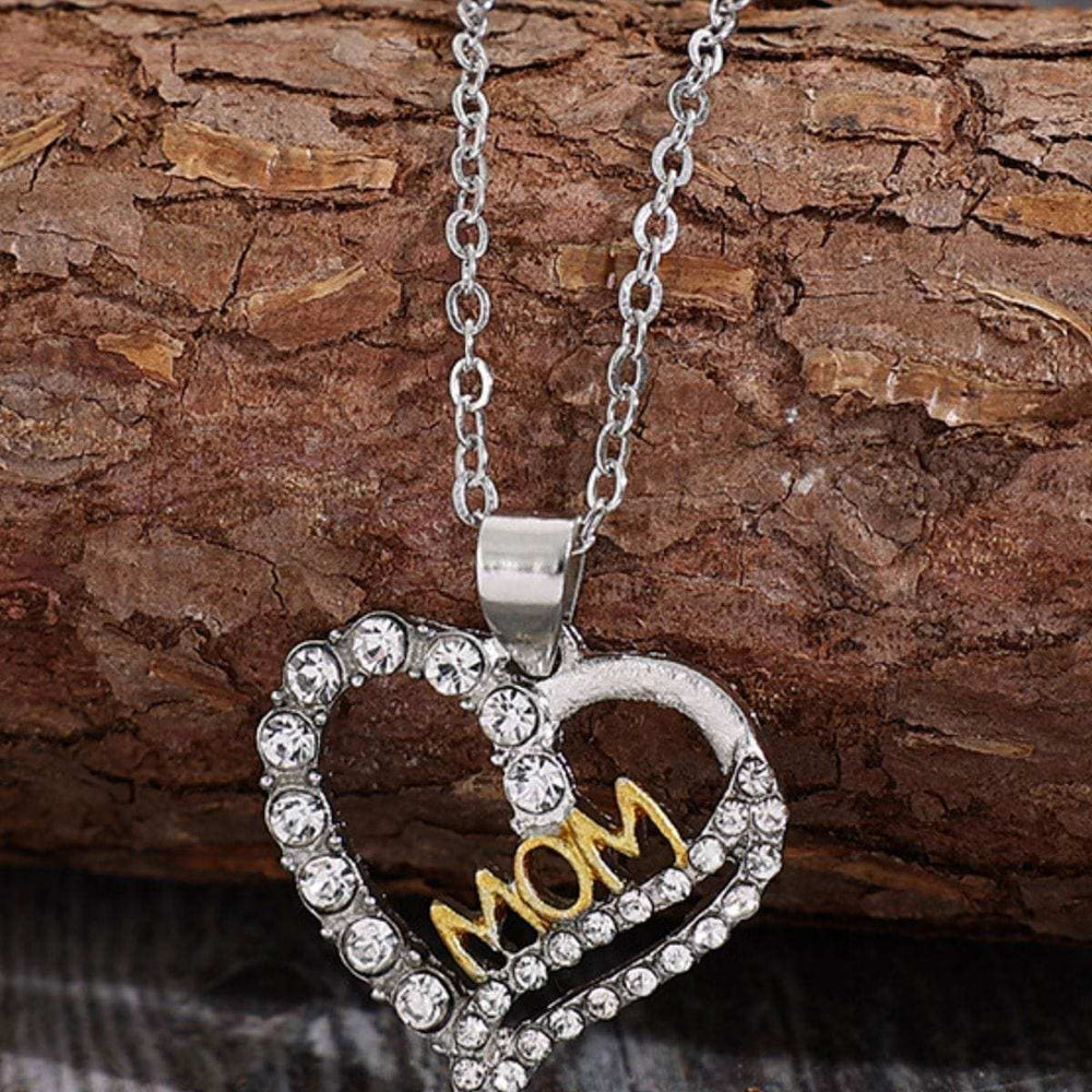 Alloy Inlaid Zircon Heart Pendant Necklace - Trendsi - Flyclothing LLC
