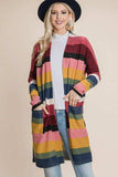 BOMBOM Color Block Striped Open Front Cardigan - Trendsi - Flyclothing LLC