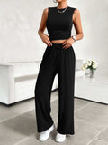 Mock Neck Sleeveless Top and Drawstring Pants Set - Trendsi - Flyclothing LLC