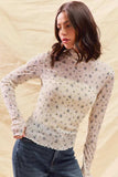 SO ME Floral Print Textured Long Sleeve Knit Top - Trendsi - Flyclothing LLC