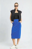 Umgee Midi Pencil Skirt with Contrast Piping Detail - Trendsi - Flyclothing LLC