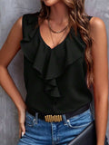 Ruffled V-Neck Tank - Trendsi - Flyclothing LLC