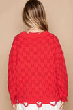 POL Checkered Distressed Edge Sweater - Trendsi - Flyclothing LLC