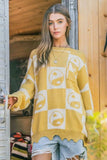 And The Why Checkerboard Sweater with Yin Yang Pattern - Trendsi - Flyclothing LLC