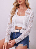 Lace Open Front Long Sleeve Jacket - Trendsi - Flyclothing LLC
