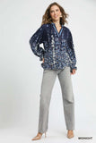 Umgee Full Size Floral Vine Print Blouse with Balloon Sleeves Plus Size - Trendsi - Flyclothing LLC