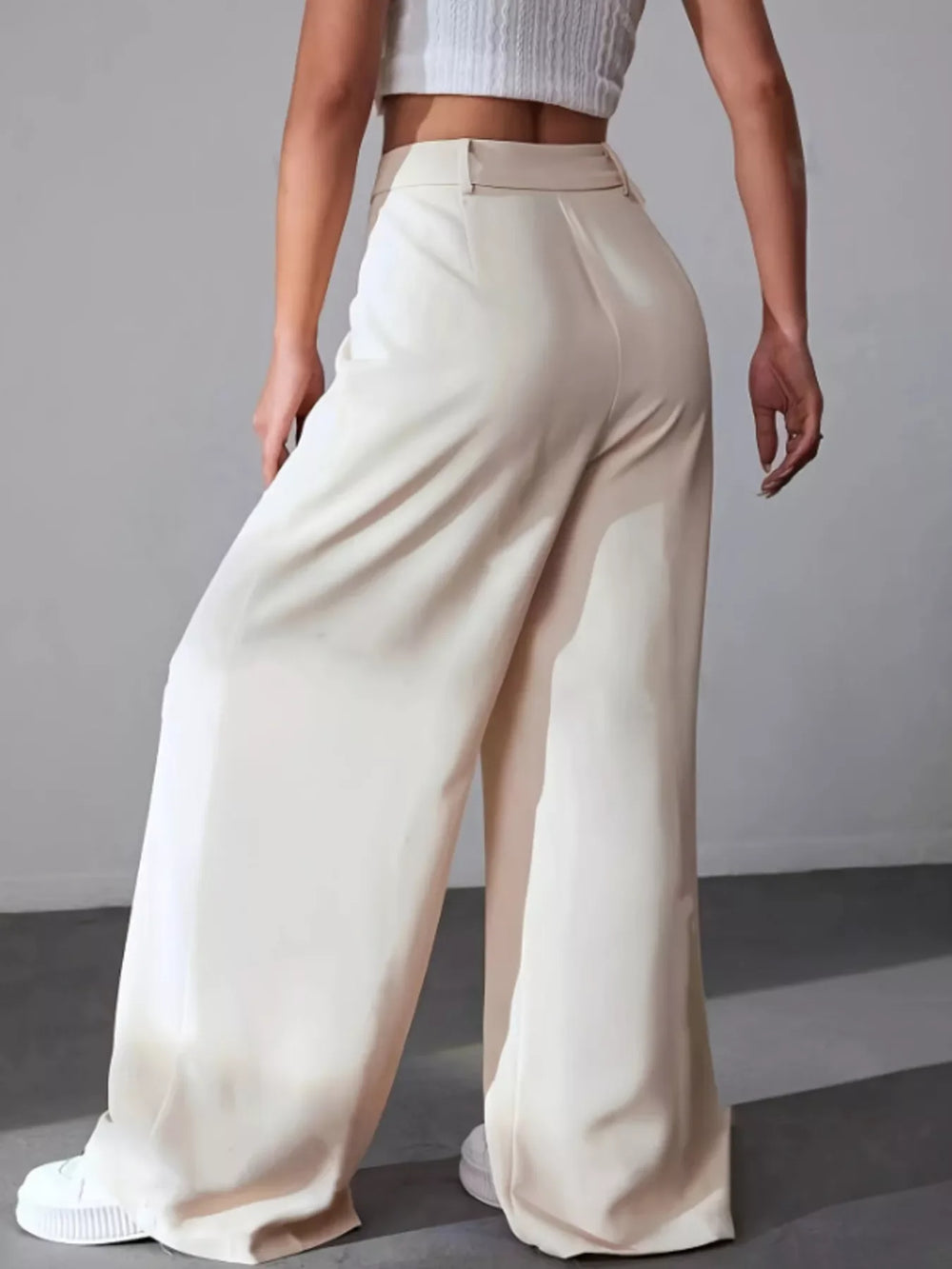 Wide Leg Pleated Pants - Trendsi - Flyclothing LLC