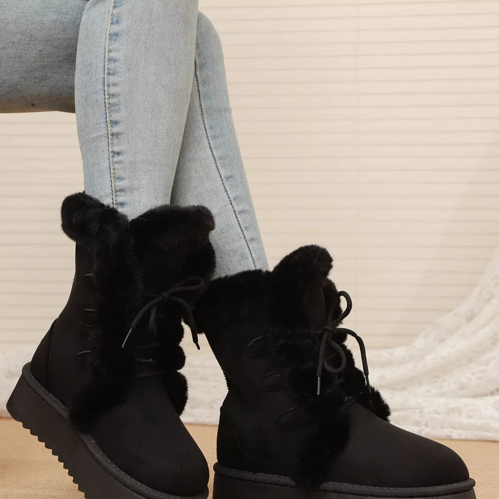 Lace-Up Winter Boots - Trendsi - Flyclothing LLC