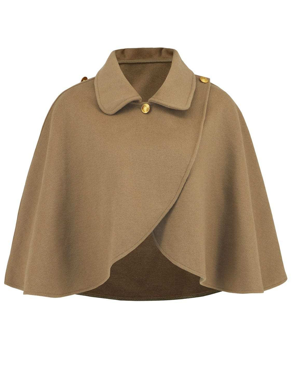 Collared Neck Cropped Cape - Trendsi - Flyclothing LLC