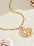 18K Gold-Plated Shell Pendant Necklace - Trendsi - Flyclothing LLC