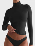 Turtleneck Long Sleeve T-Shirt - Trendsi - Flyclothing LLC