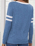 Heathered V-Neck Long Sleeve T-Shirt - Trendsi - Flyclothing LLC