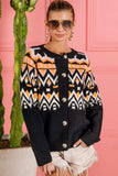 BiBi Ethnic Pattern Button Up Knit Cardigan - Trendsi - Flyclothing LLC