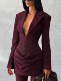 Full Size Blazer-Style Long Sleeve Mini Dress Plus Size - Trendsi - Flyclothing LLC
