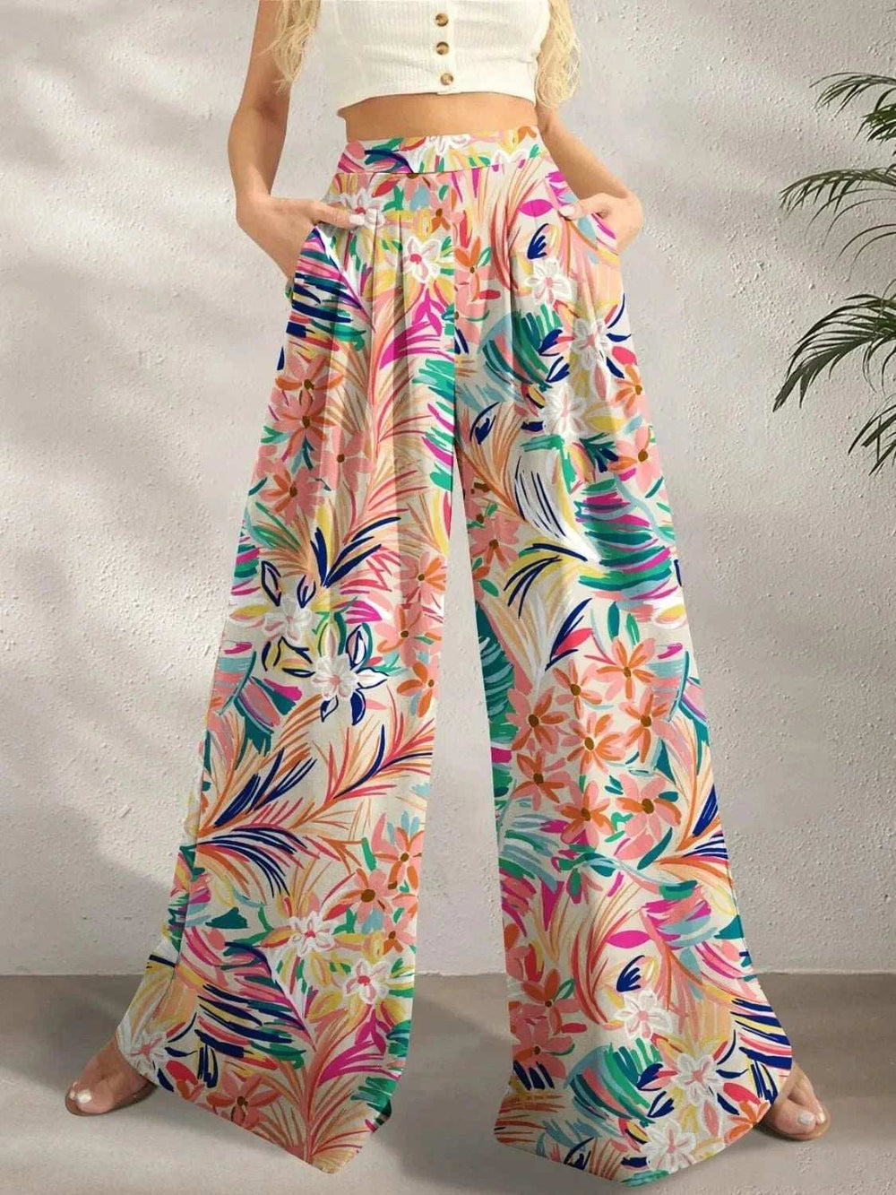 Printed Wide Leg Pants - Trendsi - Flyclothing LLC