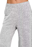 Zenana Soft Melange Hacci Elastic Waistband Lounge Pants - Trendsi - Flyclothing LLC
