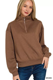 Zenana Scuba Half Zip Pullover Sweatshirt - Trendsi - Flyclothing LLC